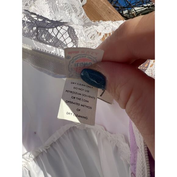 Vint. 80s Gone With The Wind Southern Belle Lace Ruffles White Purple Prom Dress - Picture 9 of 15